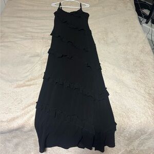 Chic Black Ruffle Maxi Dress